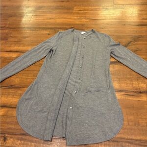 J Jill Open Front Long Cardigan Duster Size Small Gray Button Up Wool Blend